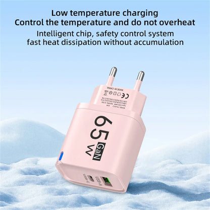 65W USB Fast Charging Charger Type C Quick Charger Portable Mobile Phone Plug EU/US/UK Wall Adapter For iPhone Samsung Xiaomi