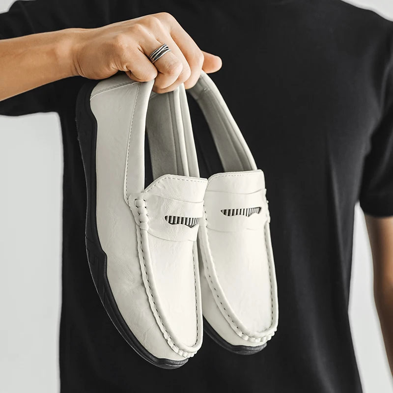 Men's Drving Shoes Soft Comfortable Slip on Office Man Formal Shoes Leather Shoes Wedding Party Casual Shoe Breath Lazy Loafers