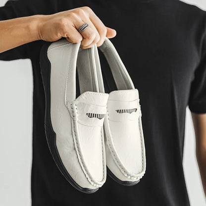 Men's Drving Shoes Soft Comfortable Slip on Office Man Formal Shoes Leather Shoes Wedding Party Casual Shoe Breath Lazy Loafers