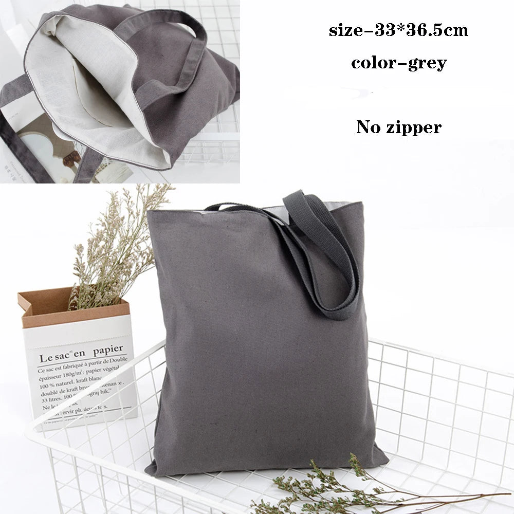 Canvas Cotton bag grocery handbag Foldable Fabric tote bag portable Storage organizer Shopping bag for woman Cloth organizer bag