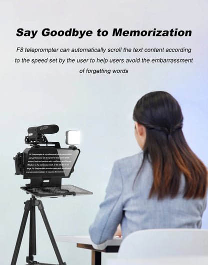 Soonpho F7 F8 Teleprompter for Tablet Laptop Smartphone Camera Bluetooth Portable Telepronter for Live Streaming Recording Video