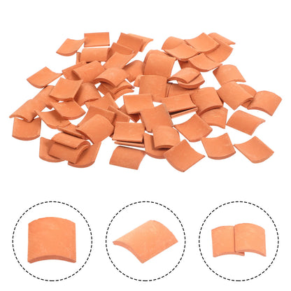 70pcs Mini Roof Tiles Miniature Simulated Roof Tiles Models Pottery Clay Roof Tiles DIY Miniature House Props 1.7x1.6cm