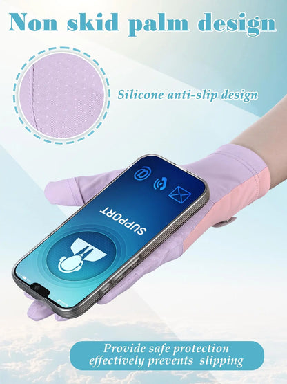 Summer Gloves Breathable Women Thin Ice Silk Cycling Driving Gloves Touch Screen Quick Dry Sunscreen Non-slip Riding Gloves