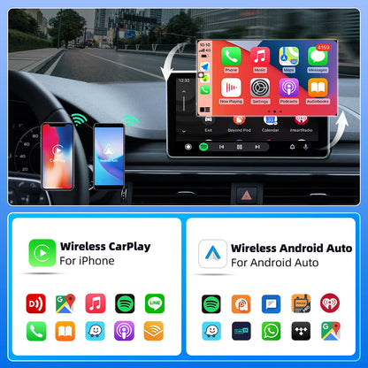 EKIY 2in1 Wireless CarPlay Dongle Wireless Android Auto Adapter Car Intelligent Systems AI Smart Box For Car With Wired CarPlay