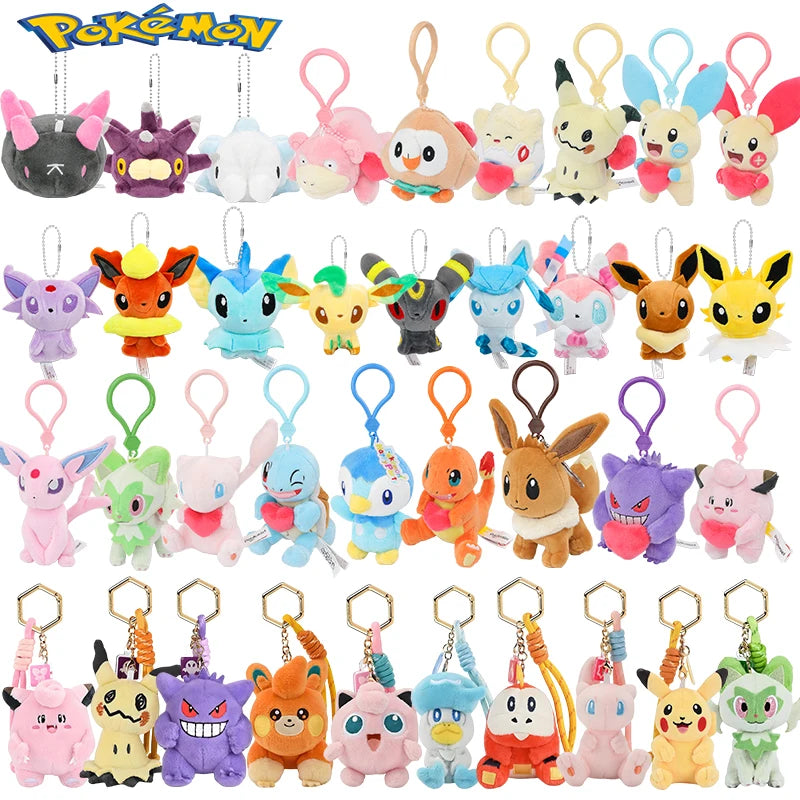 Pokemon Plush Keychain Anime Jigglypuff Gengar Sprigatito Urchin Mimikyu Sylveon Mew Umbreon Rowlet Stuffed Plushies Toys Gifts