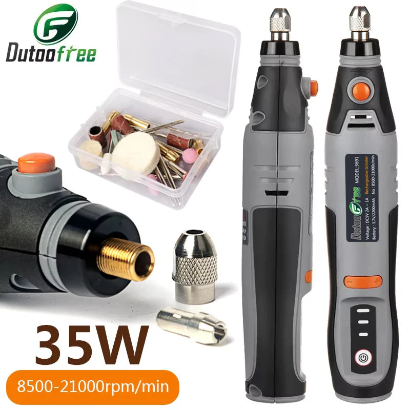 35W Rechargeable Electric Drill 3 Speed Engraving Pen USB Cordless Rotary Tool For Jewelry Metal Dremel Tools 8500r-21000r/min