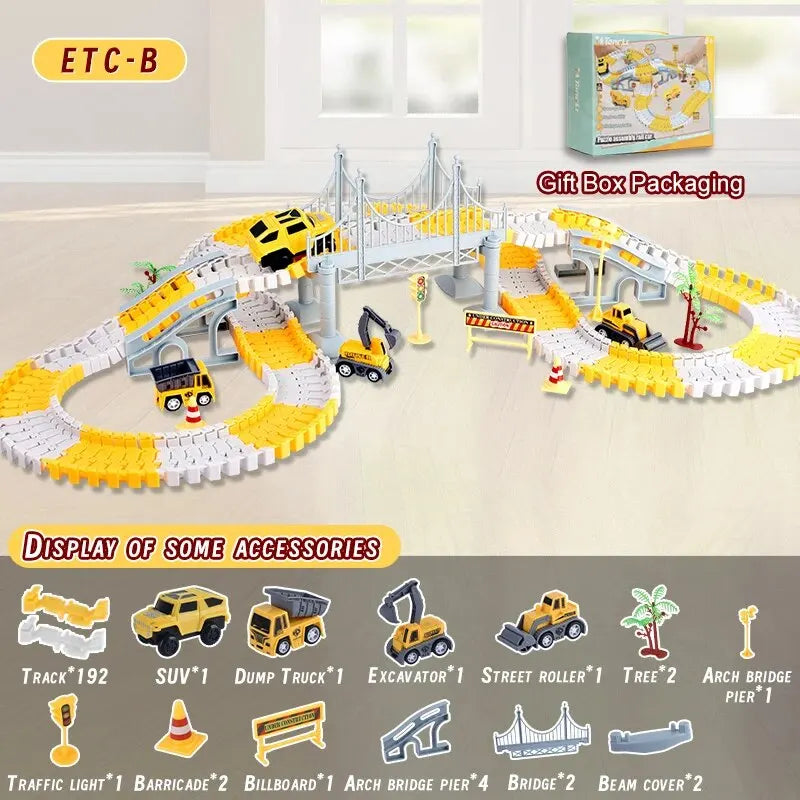 Kids Electric Track Toy Engineering Minin Car Set Puzzle Boy Toys Track Car Train Toys For Children Birthday Gifts