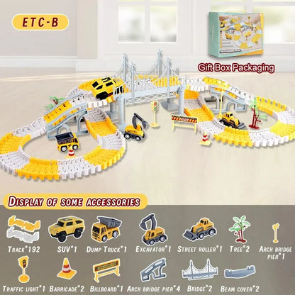 Kids Electric Track Toy Engineering Minin Car Set Puzzle Boy Toys Track Car Train Toys For Children Birthday Gifts