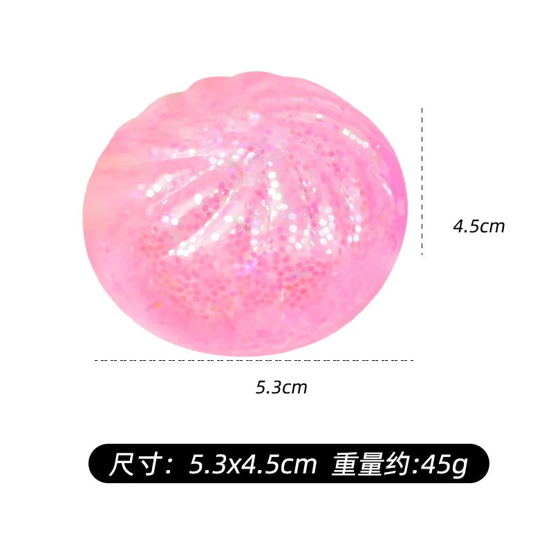1/6pc Mini Glitter Dumpling Squishy with Box Dumplings Sensory Squeeze Toy for Stress Relief Random Color