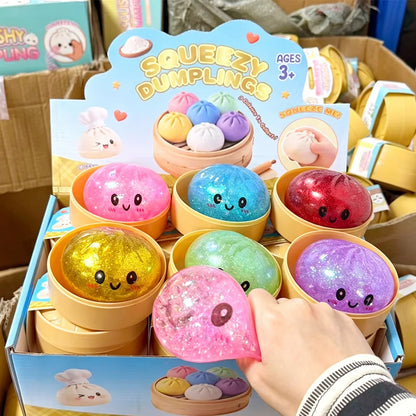 Glitter dumpling squishies Glitter Dumpling Squishy with Box Dumplings Sensory Dumpling Pressure Toy for Stress Relief