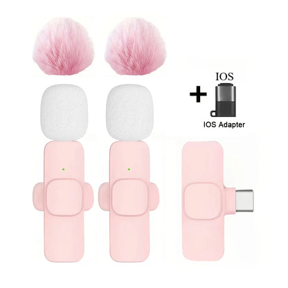 Mini Wireless Lavalier Microphone with Noise Reduction for iPhone iPad Android Video Vlog - Portable Wireless Mic
