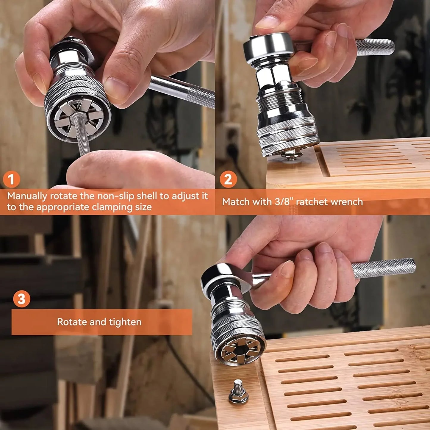 Adjustable Sleeve The Drill Magic Universal Socket Set with Connecting Rod Fits Standard 3/8-3/4'' 10-19mm Drill Adapter Sockets