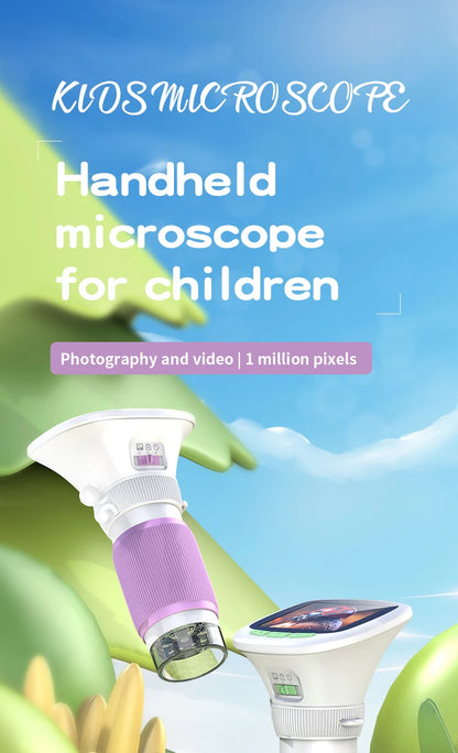 Kids Handheld Microscope with 2.4 Inch IPS HD Screen, 200X & 1000X Magnification, Photo/Video Recording, for Children Ages 6-12