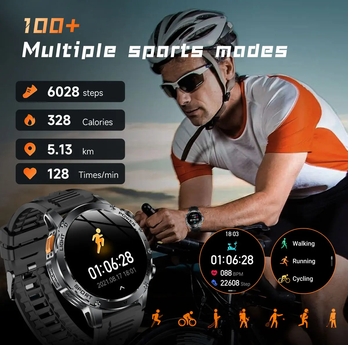 LIGE 2026 New Ultra Military Grade 1000mAh Battery Smart Watch For Men IP68 Waterproof Sports Fitness Bluetooth Call Smartwatch