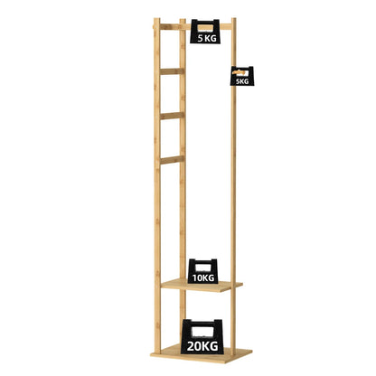 Bamboo Corner Coat Rack Stand Hall Tree Entryway Clothing Organizer Eco-Friendly Storage for Living Room Bedroom