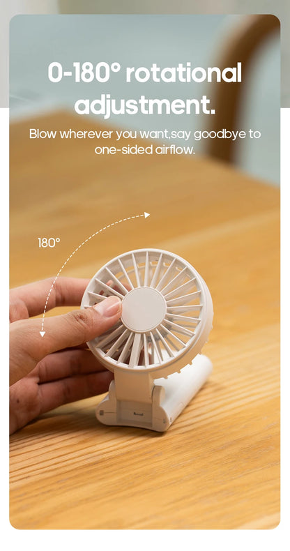 Portable Folding Handheld Fan 1800mAh Desktop Rechargeable Fan 4-speed Wind Angle Adjustable with LED Display for Outdoor Travel