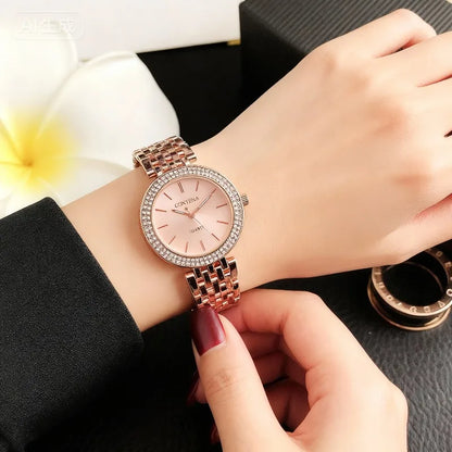 New Women's Watches Luxury Brand Contena Ladies Quartz Watch Full Stainless Steel Female Clock Wristwatches Gift Reloj Mujer