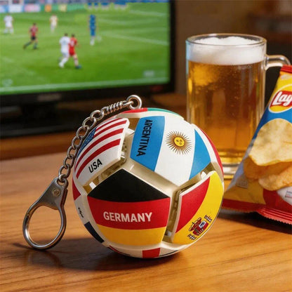 Soccer Ball Fidget Button Keychain Clicky Stress Relief Toy 3D Soccer Football Sport Ball for Men Women Car Key Handbag Gift