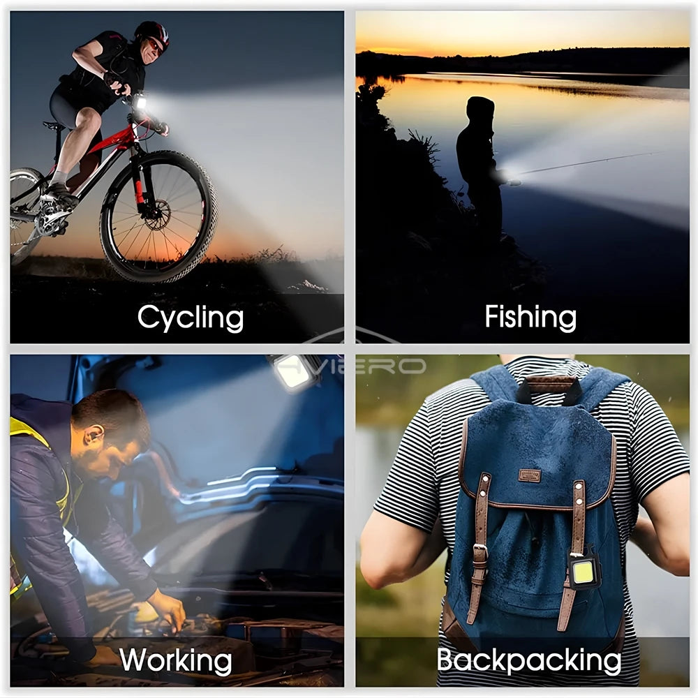 COB Work Light Flashlamp Mini Flashlight Keychain Carry LED Waterproof USB Charge Convenient Emergency Outdoor Lighting Camping