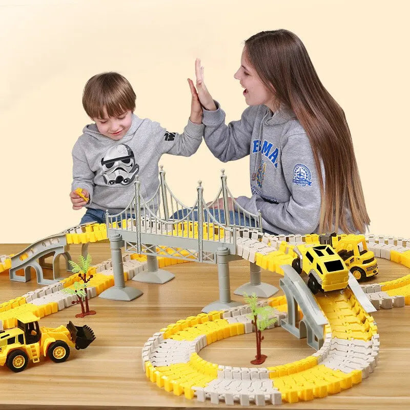 Kids Electric Track Toy Engineering Minin Car Set Puzzle Boy Toys Track Car Train Toys For Children Birthday Gifts