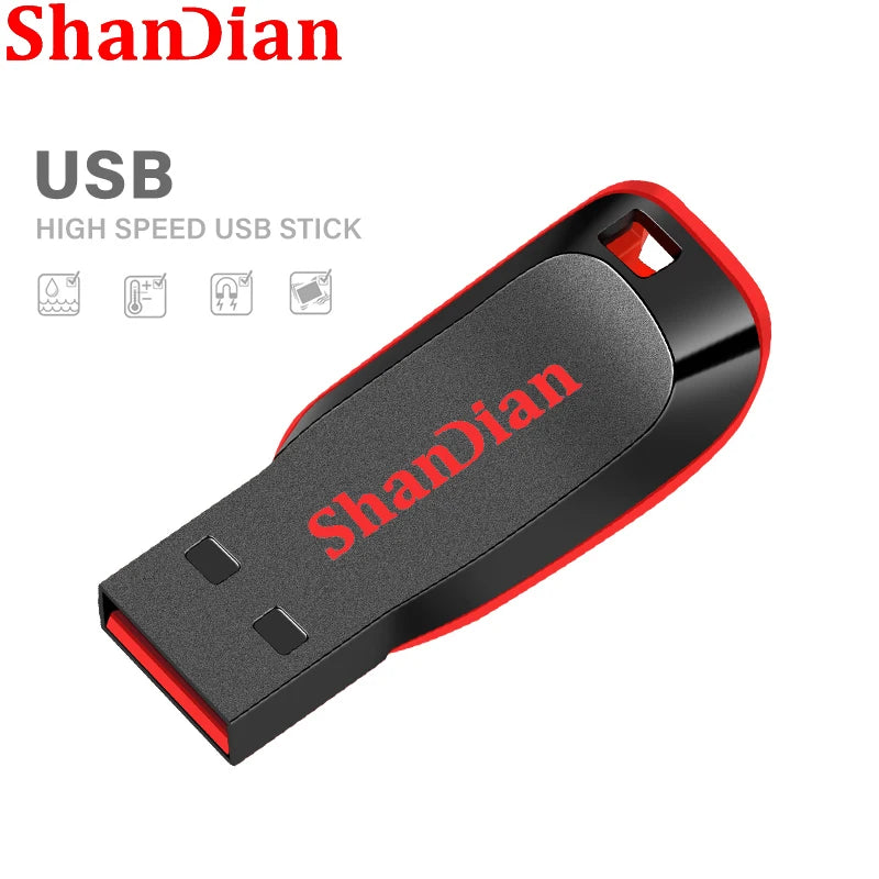High Speed Genuine USB Flash Drive 128GB Black Pen Drive with Bonus Keychain 64GB Memory Stick 32GB Business Gift 16GB
