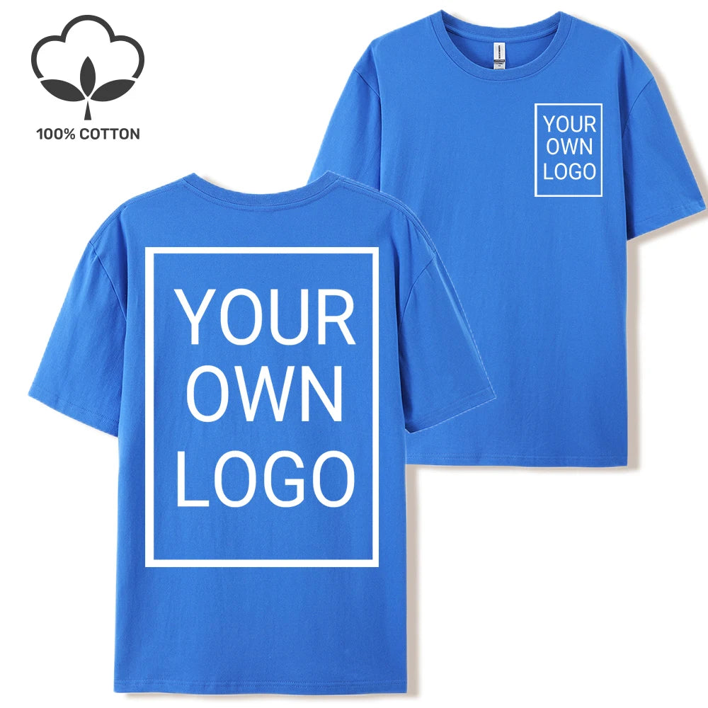 Double Sided Customized LOGO Picture Women T-Shirt Summer Y2K Loose Short Sleeves Comfortable T Shirts Crewneck DIY Tee Tops