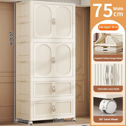 Foldable Baby Closet Plastic Infant Wardrobe Children's Clothing Storage Cabinet for Home Bedroom No Installation Needed