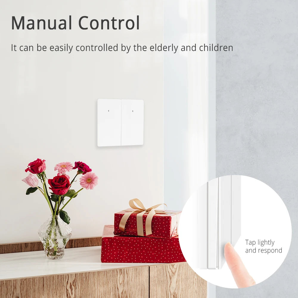 Zemismart Zigbee No Neutral Switch Physical Push Interruptor Smart Wall Switches Work with Tuya Magnetic Latching Relay 220V