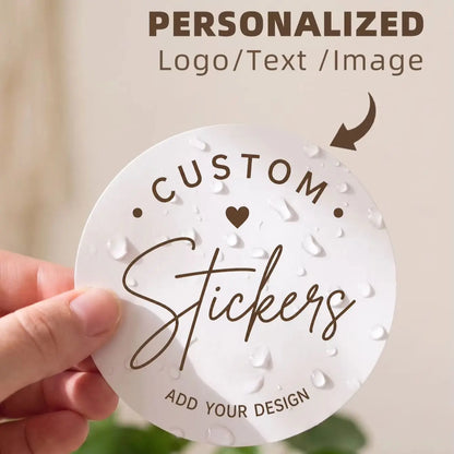 1/50/100PCS Custom Round Waterproof Stickers with Personalized Text & Images for Brand Logo, Product Packaging & Cans Labels