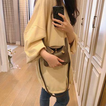 Women's Handbag 2025 New Style Top Layer Cowhide Leather Lundy Mini Doctor Bag Genuine Leather Handbag Single Shoulder Crossb...