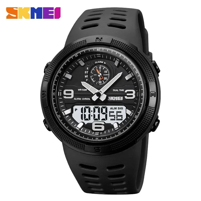 SKMEI  Outdoor Sports Men's Electronic 1655 Watch Dual Display Multi functional Waterproof Student Exploration Watch