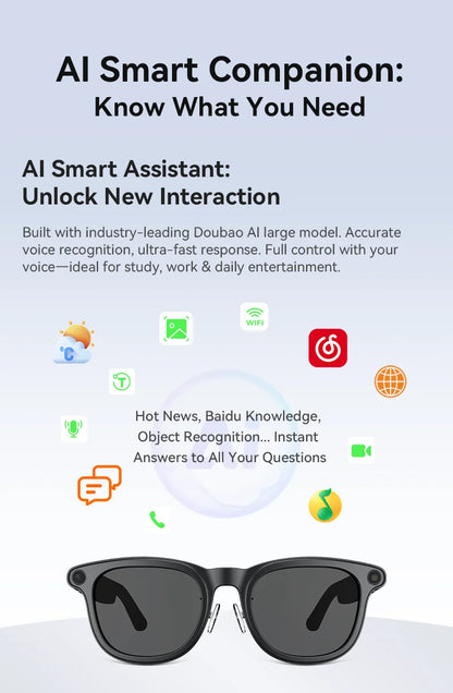 2026New AI Smart Glasses Minimalist Premium Bluetooth Calling Real-time Translation/4K Video Ultra-light TR90 Compatible Eyewear