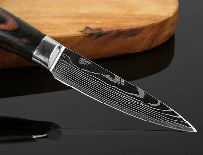 Damascus Chef's Knife Kitchen Knives Set Professional Boning Knife Meat Cleaver Utility Knife Japanese Santoku Knife with Cover