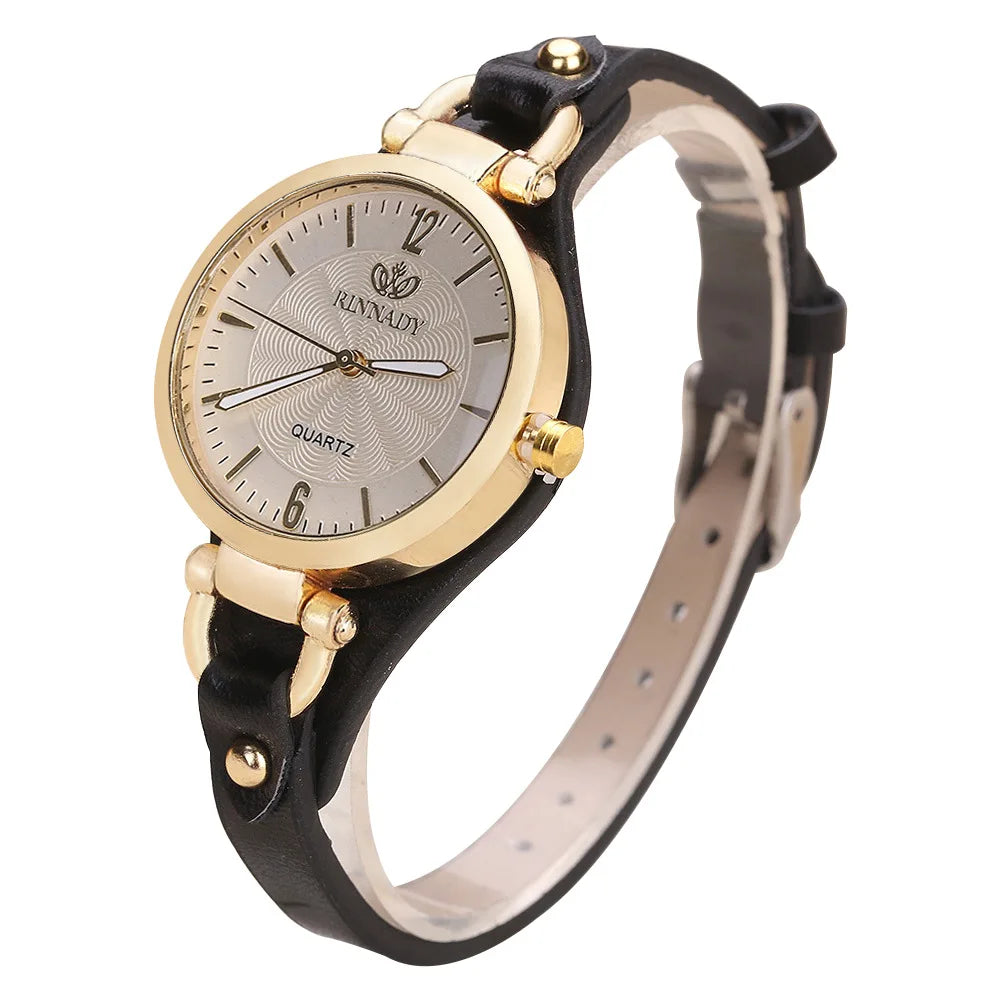 Fashion Women's Round Quartz Watch Leather Strap Casual Ladies Wristwatches Clock Gift Reloj Mujer