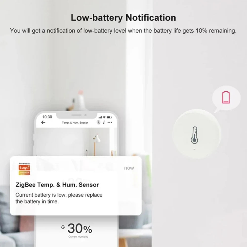 Tuya Zigbee Temperature and Humidity Sensor Intelligent Home Hygrometer work with Smart Life Alexa Google Assistant