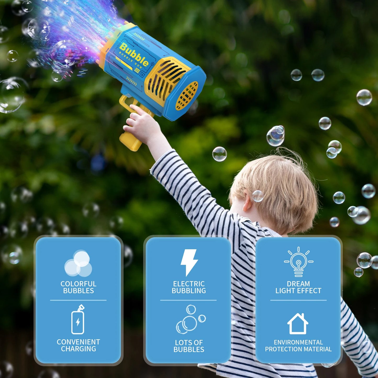 Bubble Gun Machine Without Solution - 40/69/109 Holes Blaster for Kids Outdoor Summer Toy, Party Favors - Bubble Maker Blowers