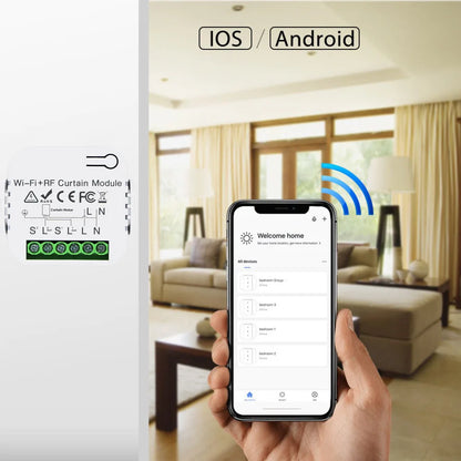 Tedeligo Tuya WiFi RF Smart Curtain Switch,110V 220V Roller Shutter Blinds Control Module with Wireless Remote,work with Alexa
