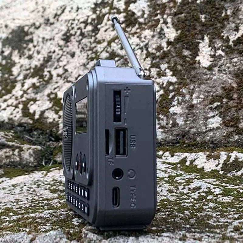 Mini Portable FM Radio Multifunctional Radios Bluetooth Speaker Recorder with LED Display Folder Switching TF Card U Disk Play