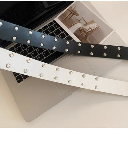 New Black Fashion Retro Rivet Belt Women's Fashion Personality High-End with Jeans Belt Trend Style Women Belt
