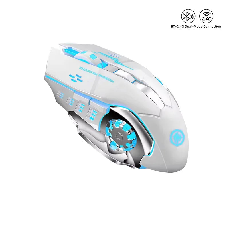 Rechargeable Wireless Bluetooth and 2.4G USB Gaming Mouse Silent Backlight E-Sports Mouse for Laptop Macbook PC Game Office