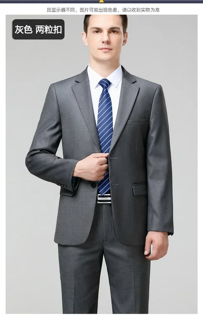 Suit S-8XL (Blazer+ Trousers) Men's Fashion Business Plus Size Gentleman's Casual Shirt for Work Slim-fit Wedding Formal Suit