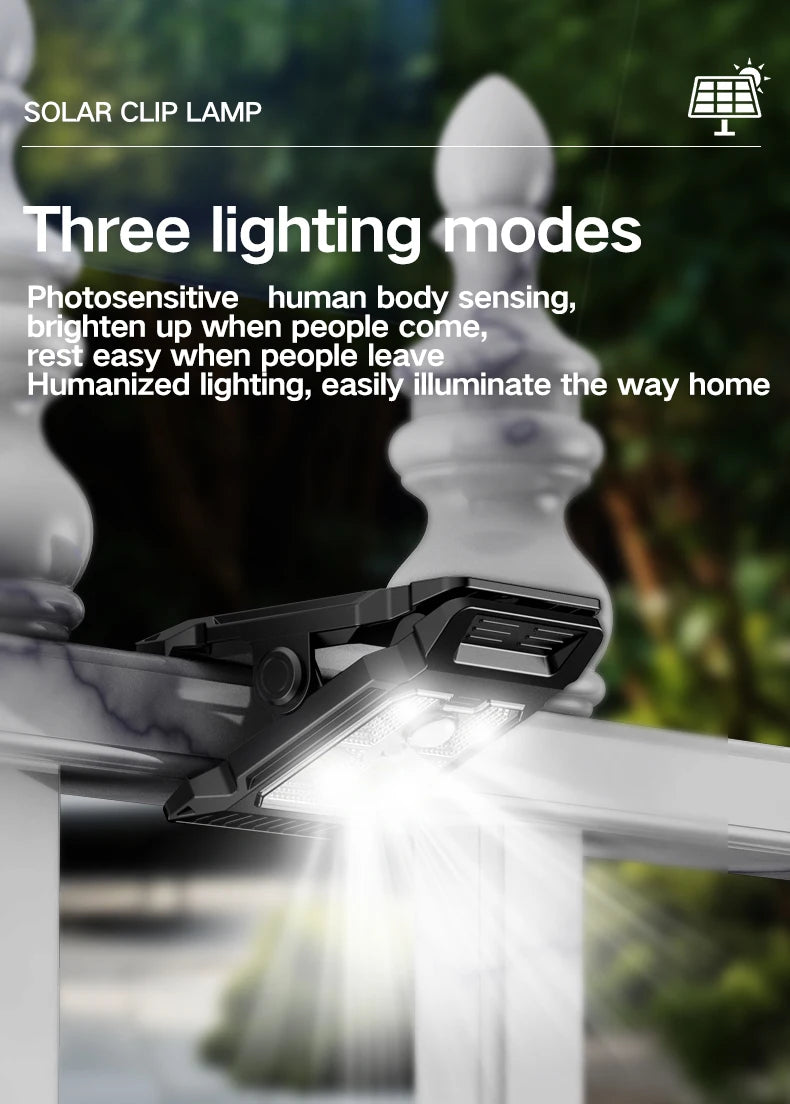 Solar powered courtyard lamp, household garden lighting, human body sensing multifunctional outdoor clip on lawn lamp
