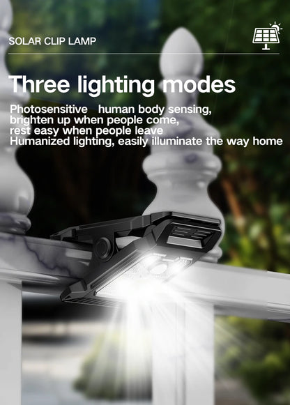 Solar powered courtyard lamp, household garden lighting, human body sensing multifunctional outdoor clip on lawn lamp