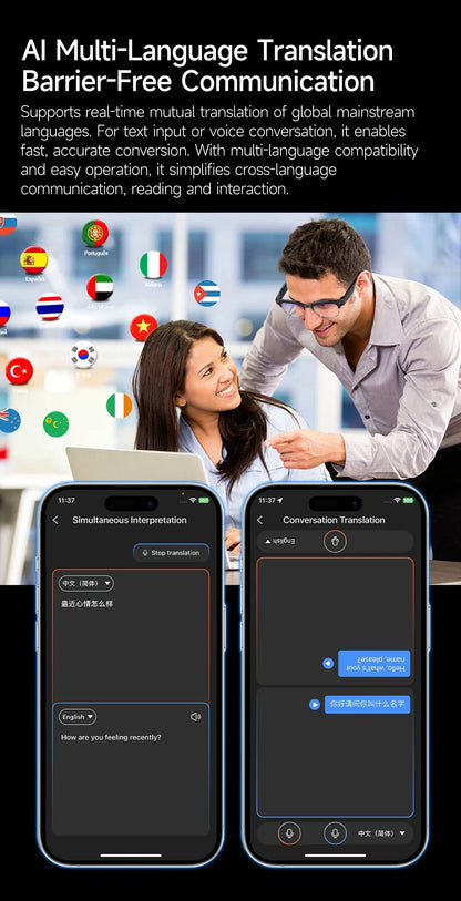 W630 800W HD Smart Glasses for Men And Women AI Intelligent Translation WiFi Transmission Photo & Video Recording Glasses