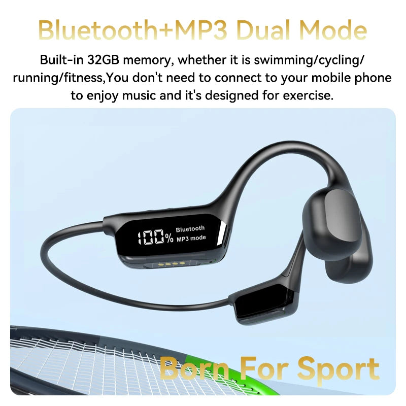 Bezprzewodowe słuchawki z przewodnictwem kostnym Bluetooth 32 GB odtwarzacz MP3 Wodoodporne IPX8 do pływania Sportowe słuchawki HIFI