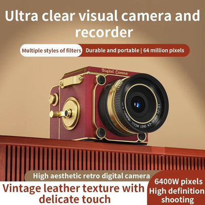 4K Retro Digital Camera 64MP Ultra Clear Pixels 16X Zoom 20 HD Screen Portable CCD Vintage Camera For Beginners And Students