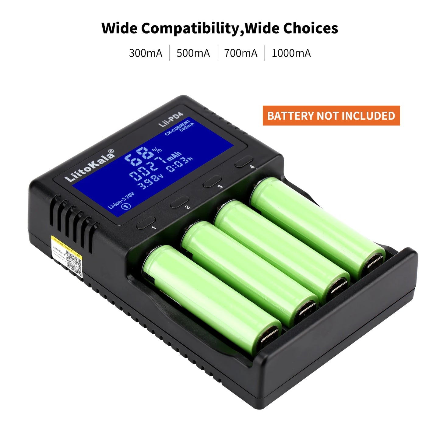 Ładowarka sieciowa LiitoKala Lii-PD4/PD2 LCD, szybkie ładowanie, 4/2 gniazda na akumulatory 21700/18650/AA/AAA, wielokrotne zabezpieczenia, automatyczne wykrywanie
