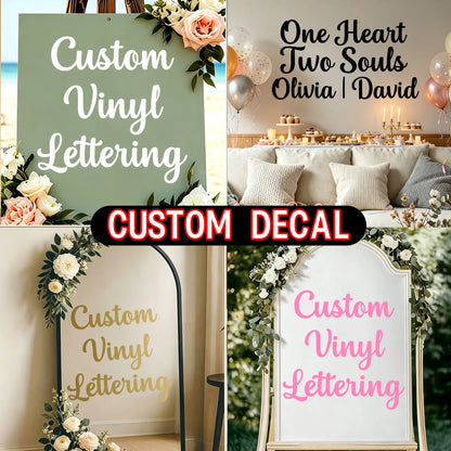 3lines/1Set Custom Wedding Vinyl Lettering Decals Personalized Name Quote Backdrop Stickers DIY Wall Decor for Arch Sign