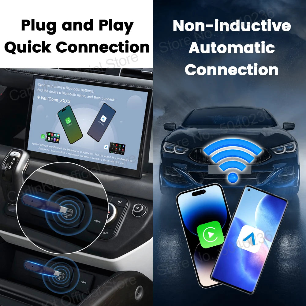 Mini 5 Pro CarlinKit 5.0 Wireless CarPlay Dongle Wireless Android Auto Adapter AI Smart Box Car Intelligent Systems For OEM Car