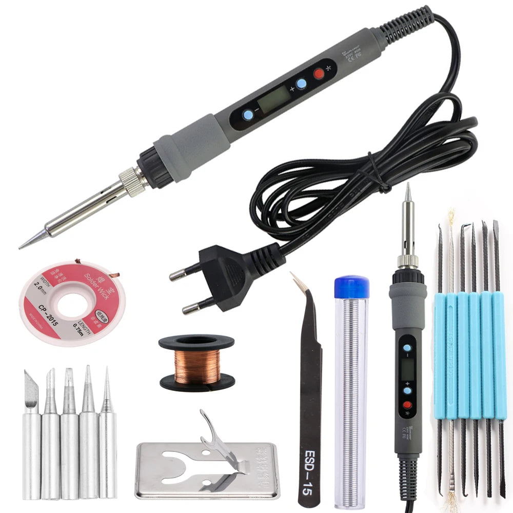 Adjustable Temperature Electric Soldering Iron 80W Welding Solder Rework Station Heat Pencil Tips Repair Tools Ceramic Heater